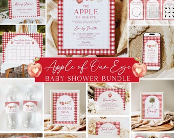 Apple of Our Eye Baby Shower Bundle, Red Gingham, Apple themed , Shower DecorationsApple Baby Shower