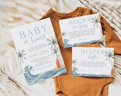 Baby on Board Baby Shower Invitation Set, Summer Baby Shower Invite, Surf Baby Shower Invitation Boy, Beach Baby Shower, Editable Template