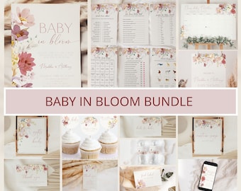 Baby in Bloom Baby Shower Invitation Bundle, Baby in Bloom Baby Shower Bundle, Baby in Bloom, Spring Baby Shower, Wild Flower Baby Shower