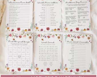 Mother's Day Brunch Games Bundle, Mothers Day Party Games, Mothers Day Printable Games, Mother's Day Brunch Party Ideas, Editable Template