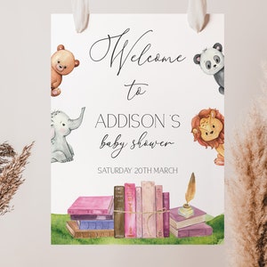 Editable Storybook Baby Shower Welcome Sign, Books Baby Shower Welcome Sign, Storybook Welcome Sign, A new Tale Baby Shower Sign, Template