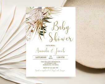 Boho Baby Shower Invitation, Boho Baby Shower, Bohemian Baby Shower Invitation, Editable Template