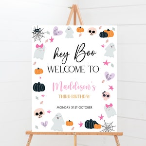 Halloween Birthday Welcome Sign, Halloween Birthday Sign, Halloween Birthday Decor, Halloween Sign, Editable, Instant Download