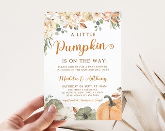 A Little Pumpkin Baby Shower Invitation, Burnt Orange Baby Shower Invitation, Fall Baby Shower Invite, Pumpkin Baby Shower Invite, Editable