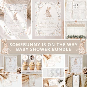 Pacchetto invito baby shower Somebunny Is On The Way, Pacchetto baby shower coniglietto beige, Invito baby shower coniglio, Decorazione Somebunny, Modello