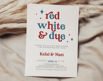 4th of July Baby Shower Invitation, Red White and Due Baby Shower Invite, 4th July Baby Shower, Patriotic Shower, American Baby Shower