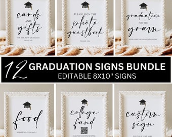 Graduation Signs Bundle, Graduation Signs, Graduation Sweet Sign, Minimal Graduation Party Decor, Editable Graduation Sign Templates