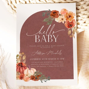 Pumpkin Baby Shower Invitation, Burnt Orange Baby Shower Invitation, Fall Baby Shower Invite, Pumpkin Baby Shower Invite, Editable, Instant