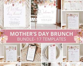 Mother's Day Brunch Invitation Bundle, Mothers Day Party Bundle, Mother's Day Brunch Party Ideas, Mother's Day Brunch Decor, Template