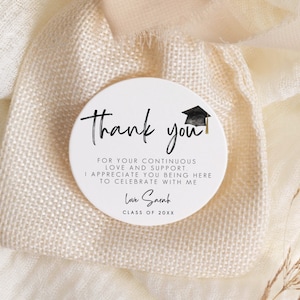 Editable Graduation Thank You Tag, Graduation Favor Tag Printable, Grad Party Sticker Printable, Graduation Thank You Sticker Template