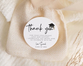 Editable Graduation Thank You Tag, Graduation Favor Tag Printable, Grad Party Sticker Printable, Graduation Thank You Sticker Template