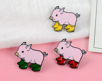 Baby Pig Rainboots Enamel Pin - Vegan Pin + Gift + MANY COLORS!