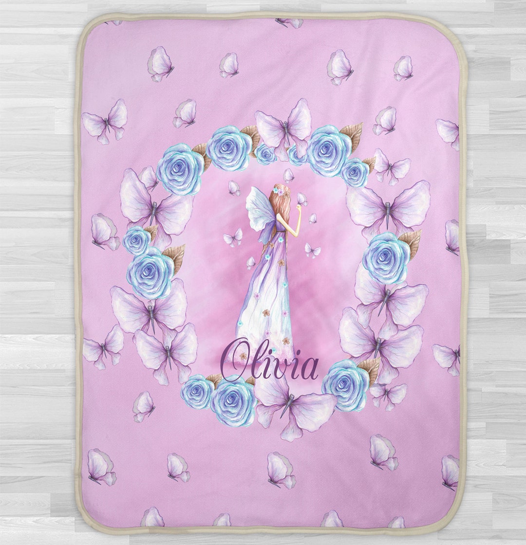 Personalized Baby Blanket, Fairy Sherpa Throw Blanket, Personalized