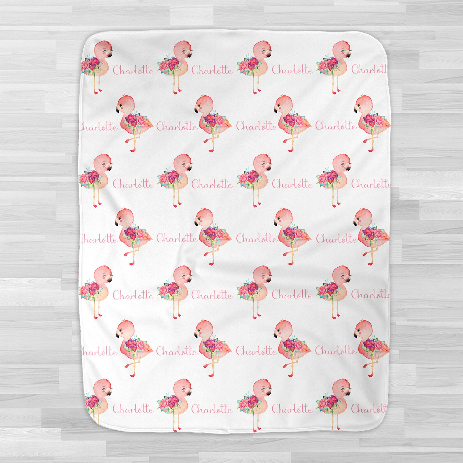 Flamingo Personalized Baby Girl Blanket Flamingo Baby Etsy