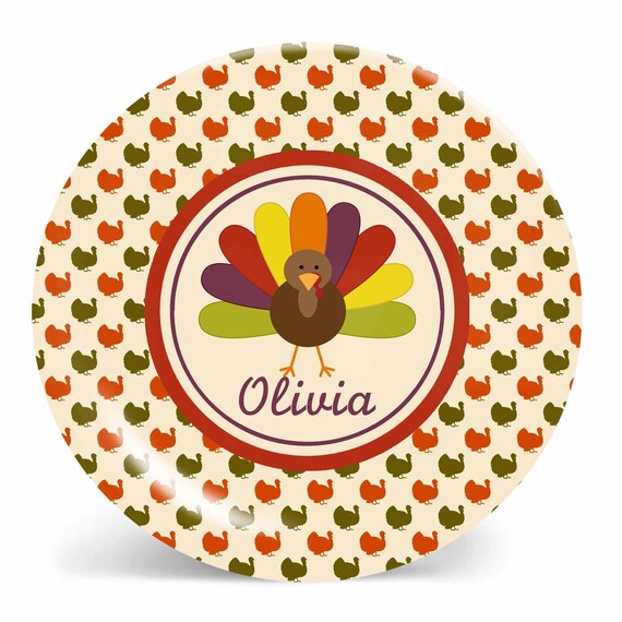 Red Turkey Kids Melamine Personalized Plate Thanksgiving Plate Handmade Products Home Kitchen Houseofrd Com