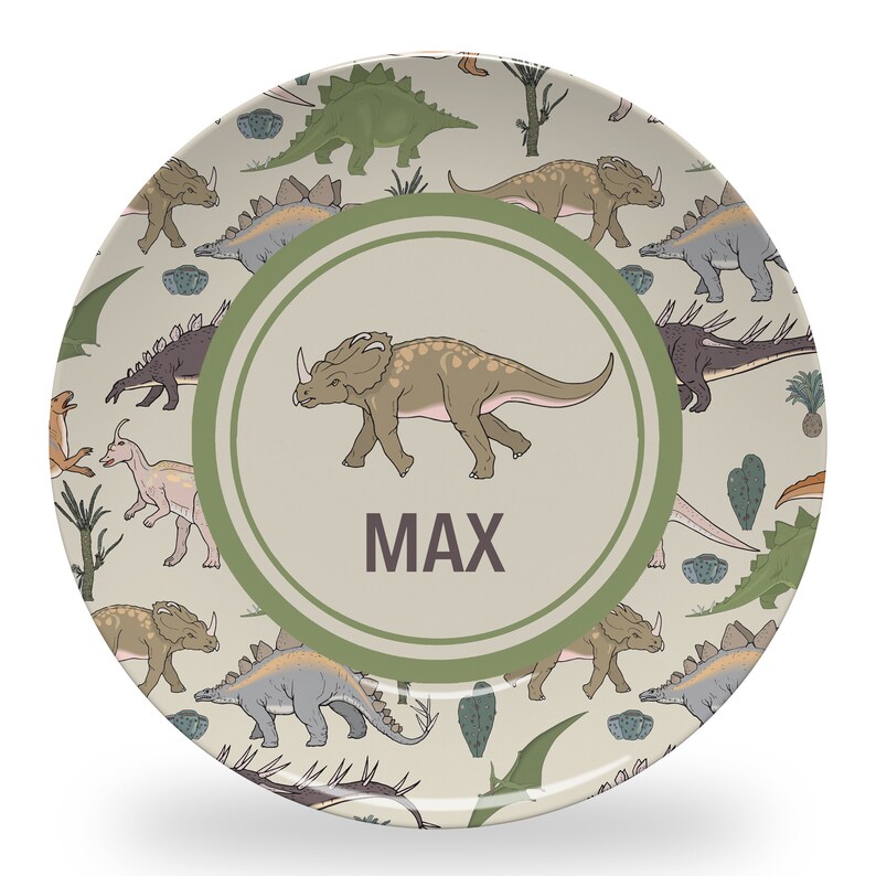 Dinosaur Personalized Plate Personalized Melamine Plate | Etsy