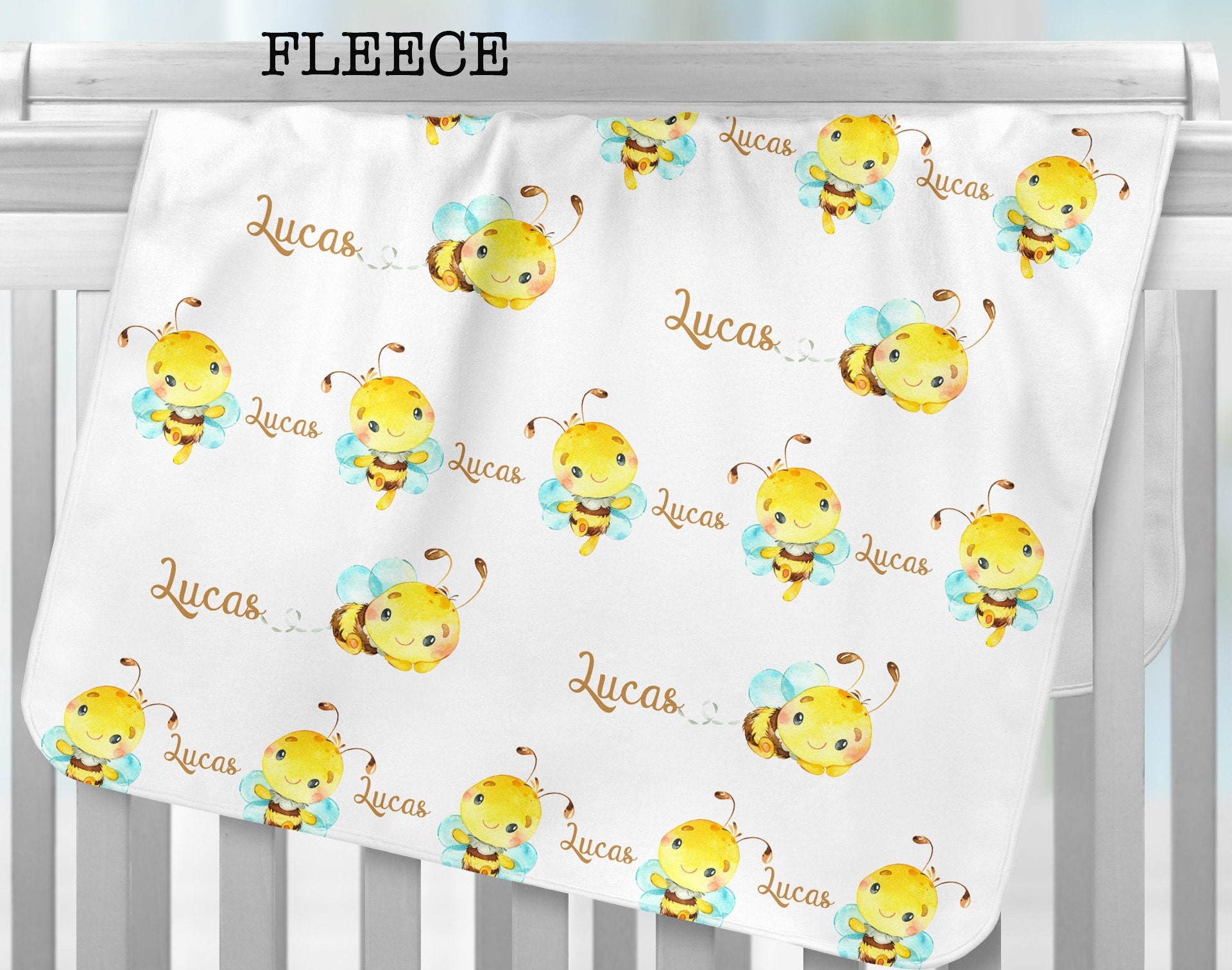 Personalized baby blanket Bumble bee baby blanket baby name Etsy