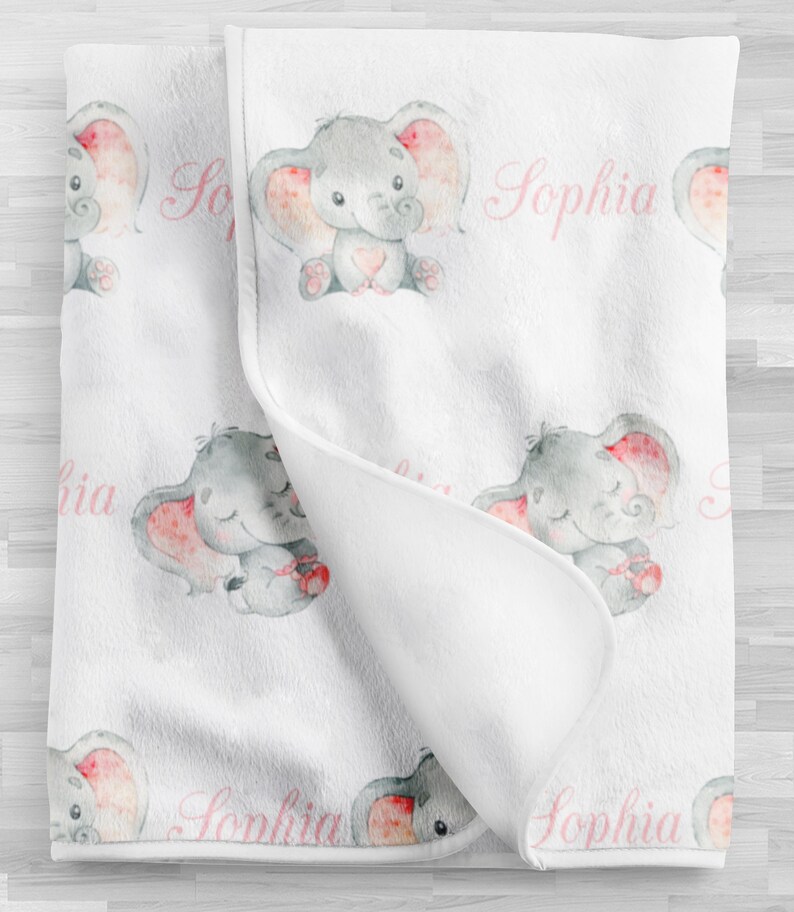 Personalized Baby Girl Blanket Elephant Baby Blanket Baby Etsy