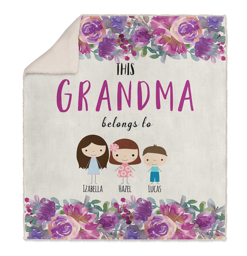 Personalized sherpa blanket Grandma fleece blanket custom Etsy