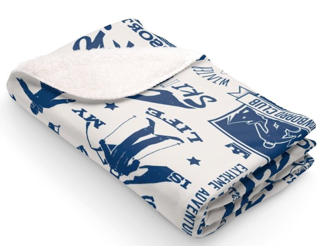 Ski Personalized Fleece Blanket Snowboard Sherpa Blanket Etsy UK