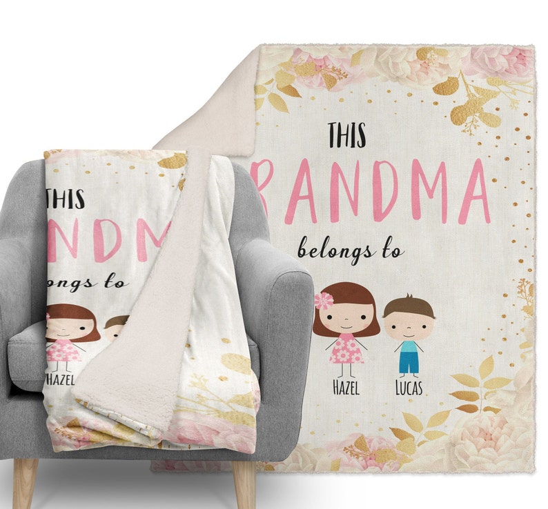 Personalized sherpa blanket Grandma fleece blanket custom Etsy