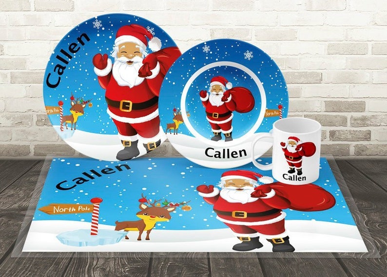 Personalized Santa Plate Kids Christmas Dinner Plate Etsy