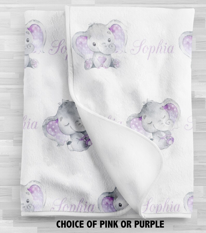 Personalized Baby Girl Blanket Elephant Baby Blanket Baby Etsy