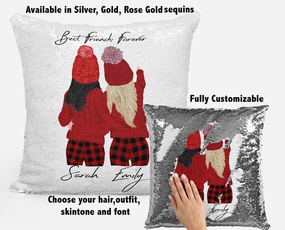Best Friends Personalized Sequin Pillow Best Friend Gift Best Friend Gifts Customizable Sequin Pillow Cover Best Friends Gift Sequin Etsy