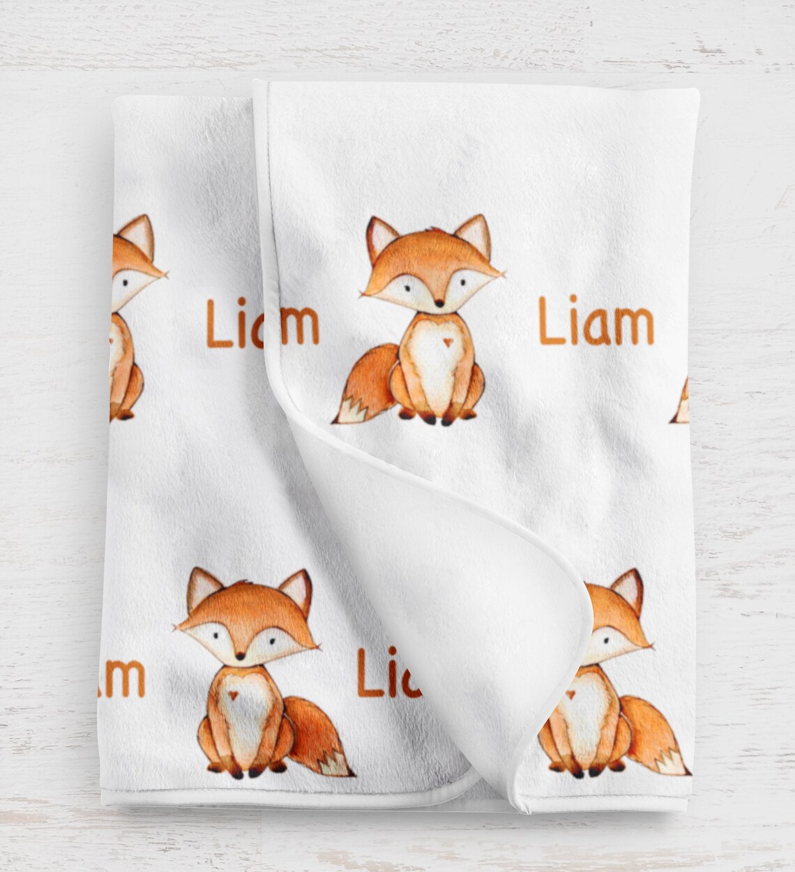 Fox personalized baby blanket Fox baby blanket baby name Etsy