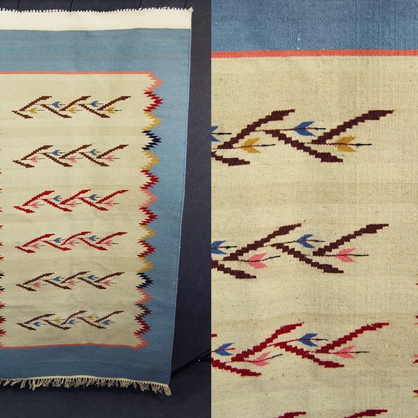 vintage Mexican Wool Rug Pastel Zapotec Rug Boho Large Southwestern Area Rug 3 x 5