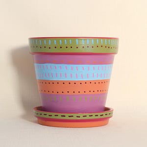 Painted Clay Plant Pot 6"