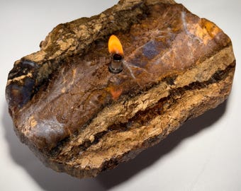 Purple Agate Rock Candle | Natural Stone Oil Lamp with Everlasting Wick
