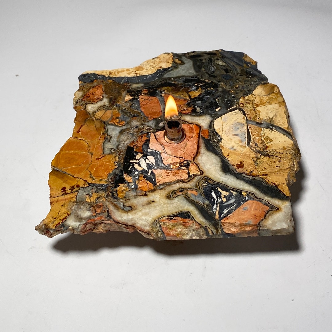 Maligano Jasper Rock Candle Rock Oil Lamp, Agate Oil Candle Lamp