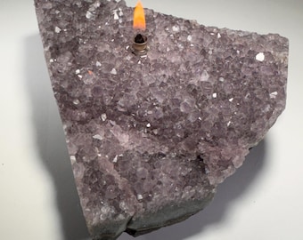 Rock oil lamp, Amethyst geode | Rustic Rock Home Decor