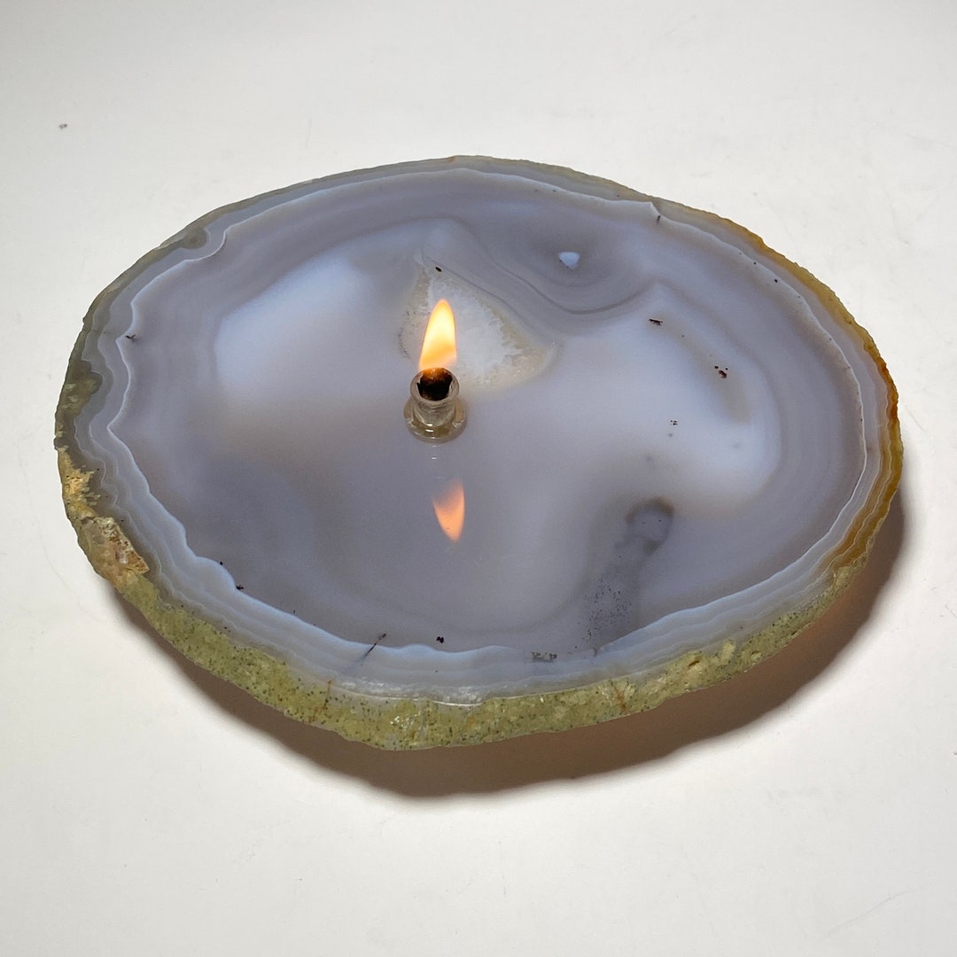 Agate Oil Lamp Candle Agate Geode Slice Rock Oil Lamp, Agate Oil Candle