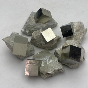 Medium Navajún Pyrite Crystal in Matrix | Cubic Fools Gold Mineral Specimen from Spain
