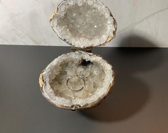 Natürliche Occo Geode Ring Box | Einzigartiges Verlobungszubehör