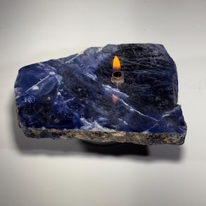 Sodalite Rock Candle | fantastic gift for the rock or candle lover, wonderful addition to a crystal collection, blue crystal oil lamp candle
