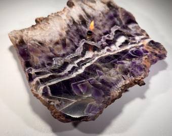 Amethyst Geode Slab Oil Lamp | Crystal Rock Candle, Home Decor