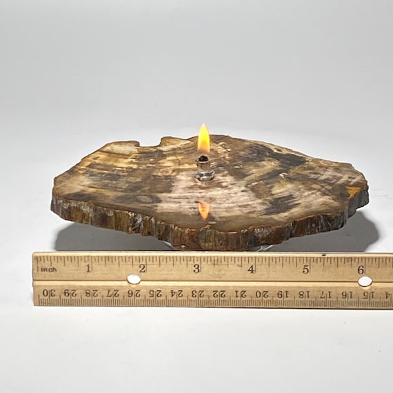 Petrified wood Rock Oil Lamp Rock oil candle fossil oil candle lamp petrified wood oil lamp rock lamp rock or candle lover gift