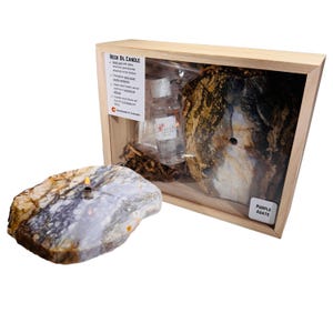Rock Candle gift box - purple agate | agate oil lamp, stone oil candle, rock oil lamp, rock or candle lover gift, table centerpiece