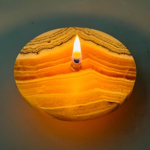 Rock Oil Candle - Grass Flower Calcite | Great gift for the rock or candle lover, great addition to your own collection, unique rock decor