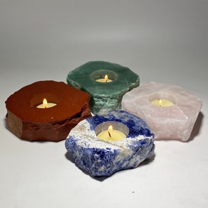 Gemstone Tea Light Holder | Natural Stone Candle Centerpiece