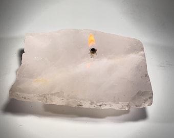 Rose Quartz Rock Candle | Refillable Crystal Oil Lamp, Everlasting Wick
