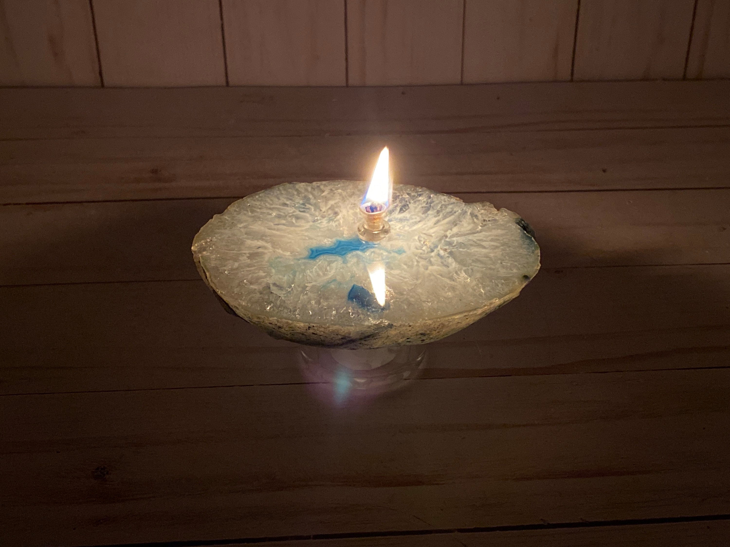 Blue agate slab Rock oil candle rock oil lamp dyed agate Etsy