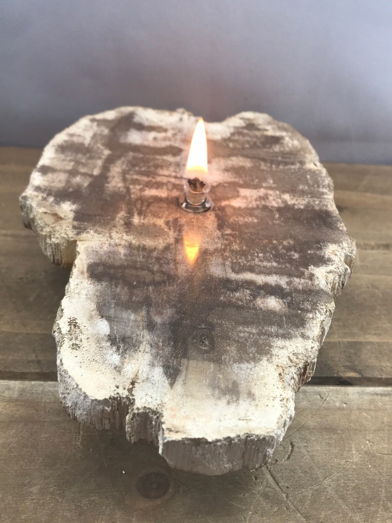 Petrified wood oil lamp rock lamp rock oil lamp rock candle Etsy