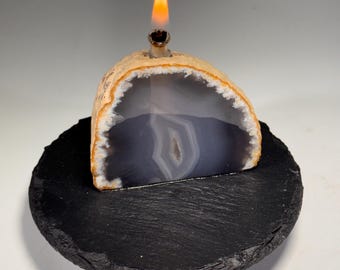 Agate Geode Oil Candle | Brazilian End-Cut Rock Lamp