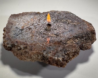 Rock Candle - grape agate slab | Memorable piece of rock home decor