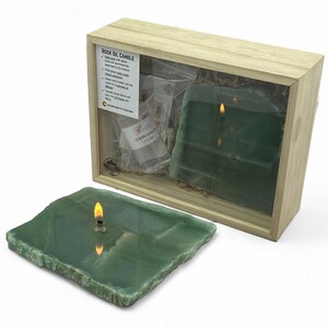 Green Quartz Rock Oil Candle Gift Box | Natural Stone Lamp & Diffuser