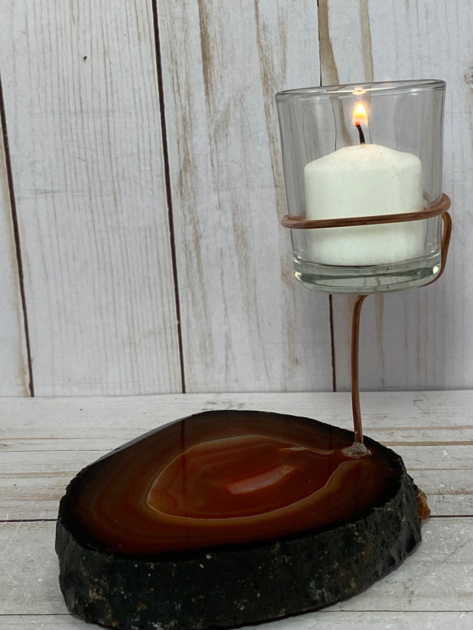 Rock candle holder Agate slab tea light votive rock tea Etsy